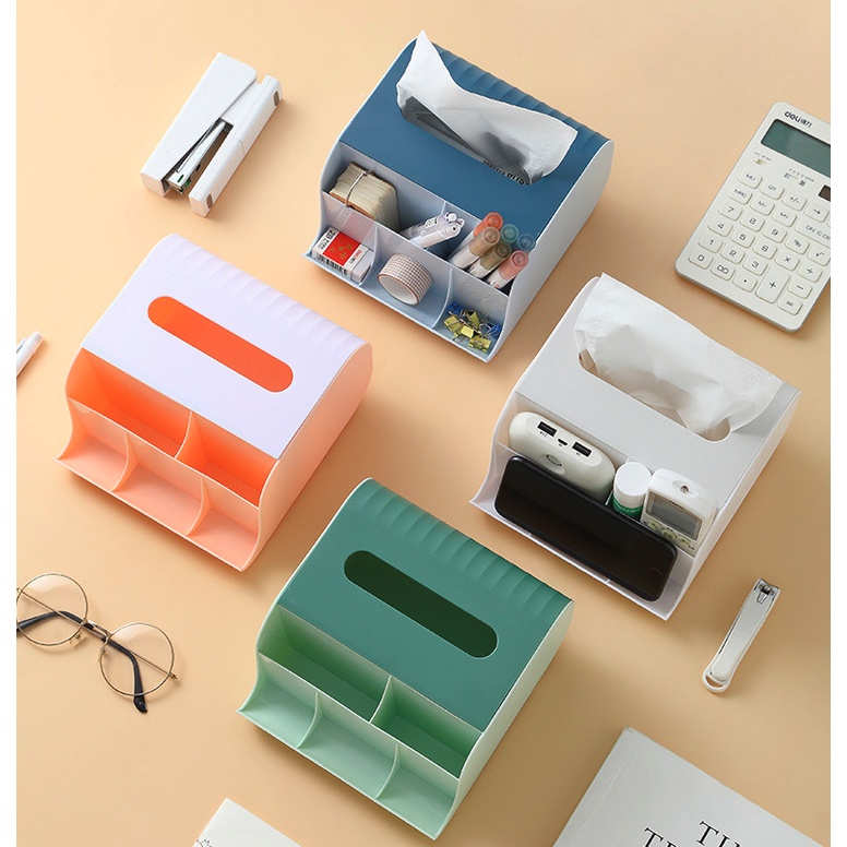 Rak Kotak Tisu Serbaguna Plastik Tissue Organizer ATK Kosmetik Aksesoris Kapasitas Besar
