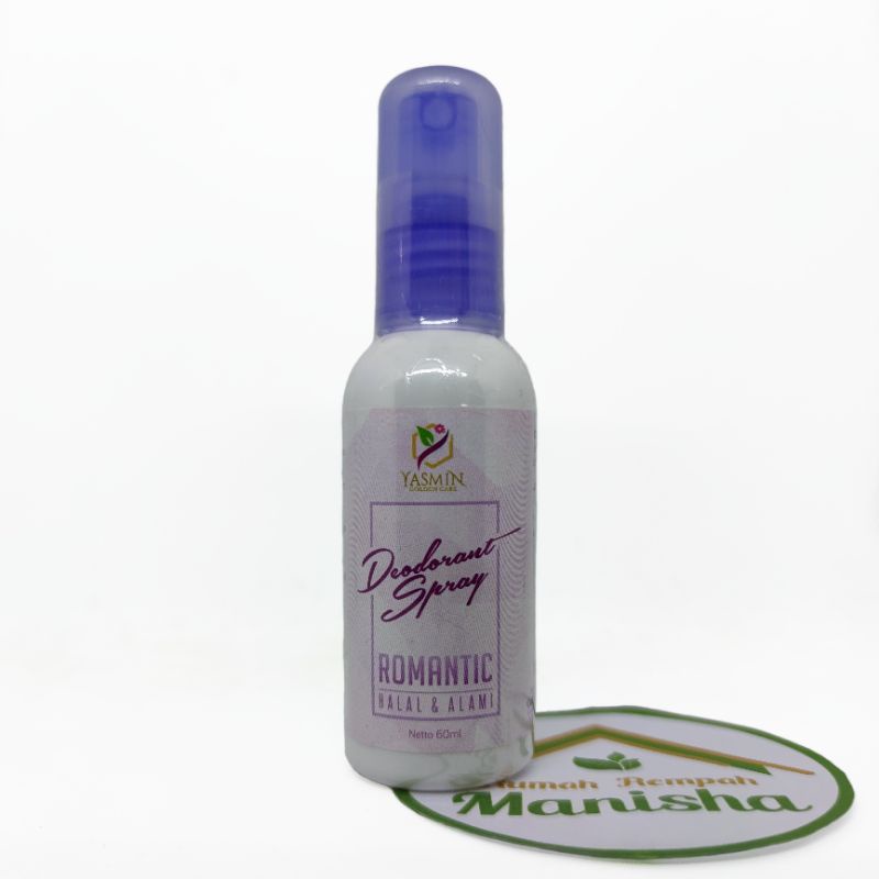 Deodorant Spray Yasmin 60ml BPOM Herbal Halal Non Alkohol / Aroma Romantic Soft Pure Teen Charming Sweet