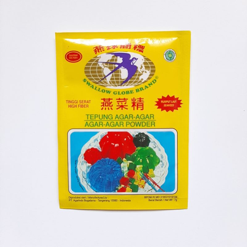 

Tepung agar-agar/swallow globe brand/warna merah/7gr