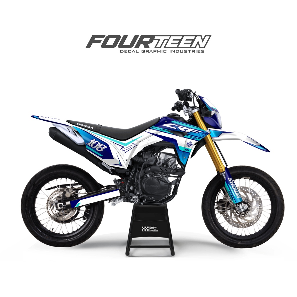 DECAL CRF 150 L - stiker dekal crf 150 supermoto BIRU PUTIH