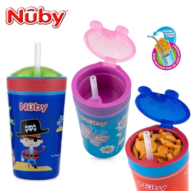 Nuby Snack N Sip 270ml (12+) gelas dan botol minum anak / Baby Food and Baby Snack