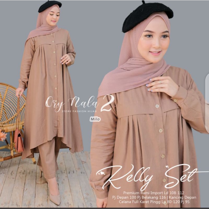 Oneset Kelly Set Ori by Ory Nala setelan celana dan tunik bigsize LD 112 setelan tunik jumbo
