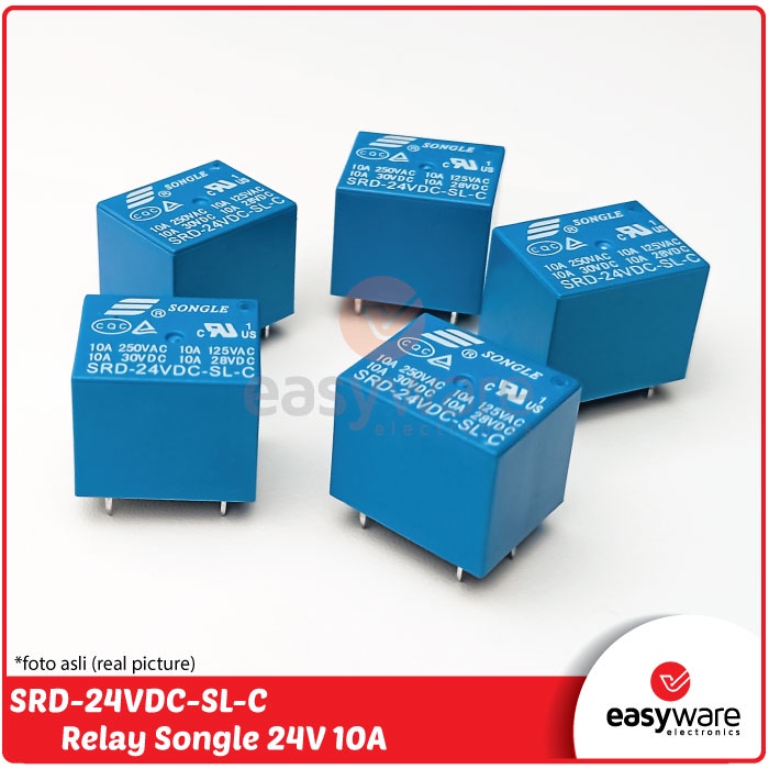 Relay 24V 5 Pin Songle SRD-24VDC-SL-C 24V DC 10A Relay Songle Original