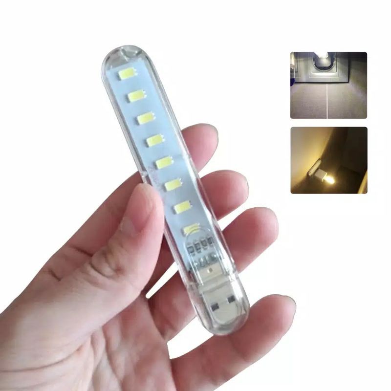 Lampu USB Emergensi USB Lamp 8 Mata Led Model Cool White