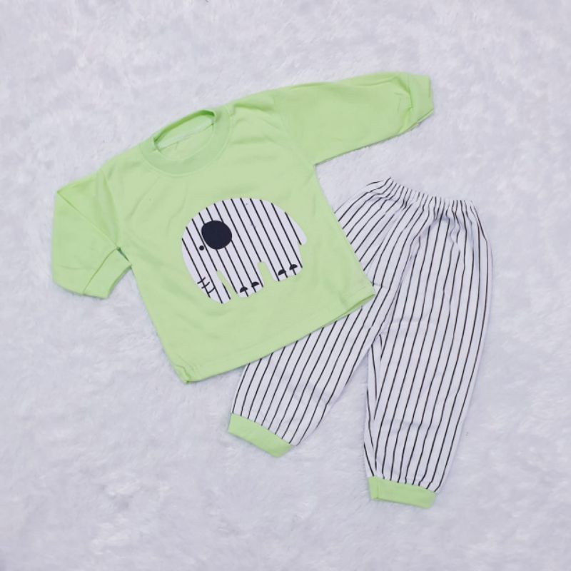 Baju Baby Gracia Piyama Gajah Salur Piyama Anak