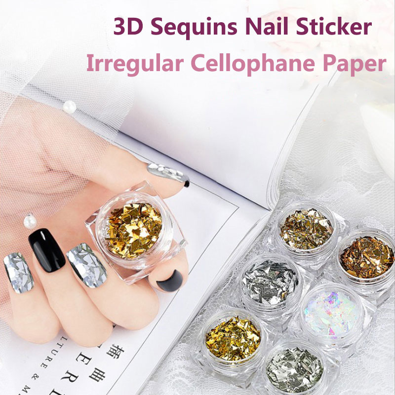 [ILOVEDIY] 6 Pcs / Set Stiker Payet Glitter Campuran 3d Untuk Dekorasi Nail Art Manicure