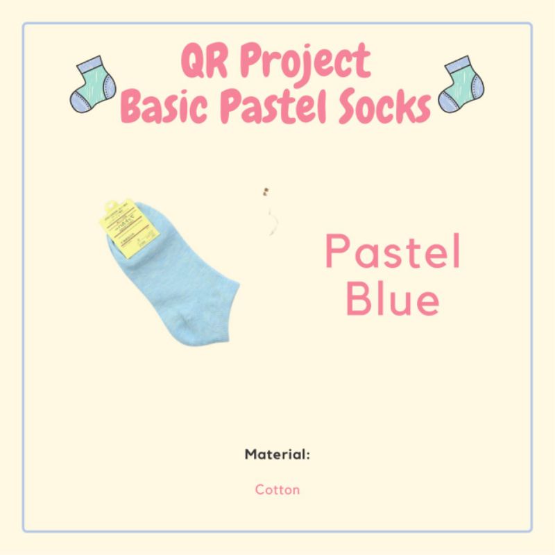 QR Project id kaos kaki polos warna pastel Basic Pastel Socks