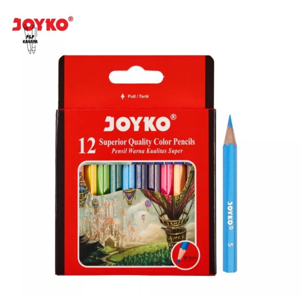 

Pensil 12 Warna ukuran pendek Cp-102 Joyko perset