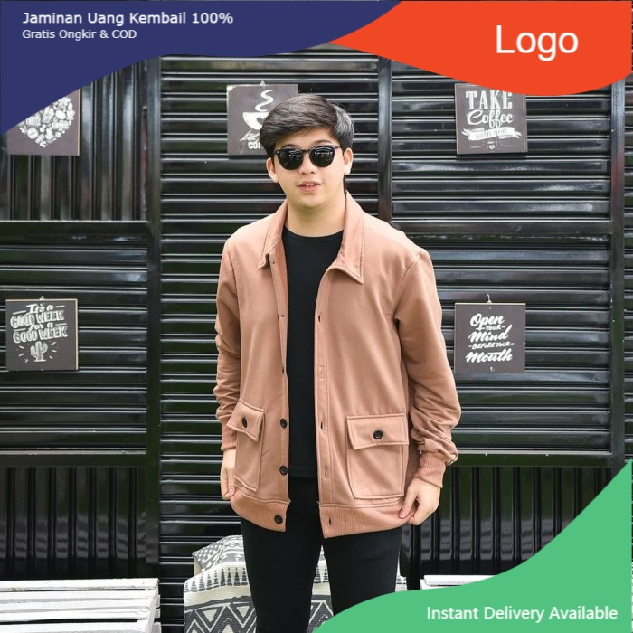 Raihan Button Jaket Matt Babyterry Premium Fashion Jacket Outer Pria - Milo