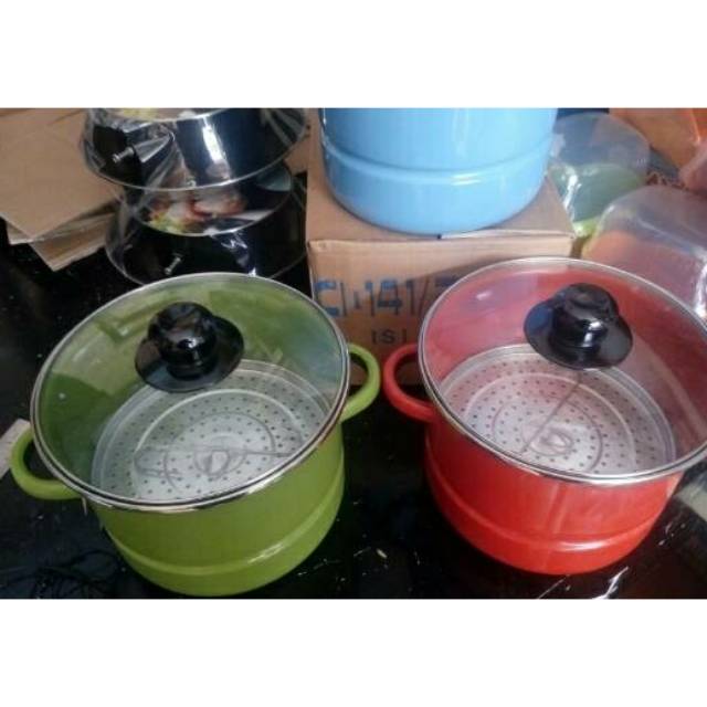 Panci Steamer 20 cm Tutup Kaca Kedaung Shopee Indonesia