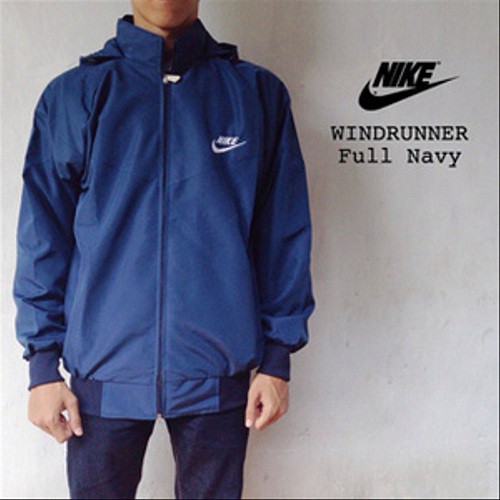 Jaket Pria Nike Parasut Windrunner Polos Sporty Olahraga Sepeda Running and Jogging-Navy