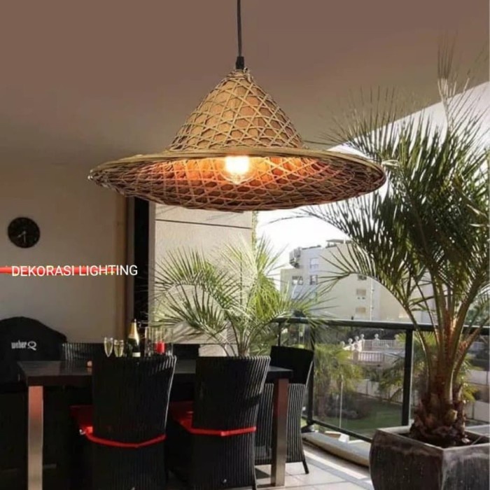 L763 LAMPU GANTUNG HIAS TOPI TANI BAMBU GUNUNG DECOR VINTAGE LIGHTING - 3PCS LAMPU