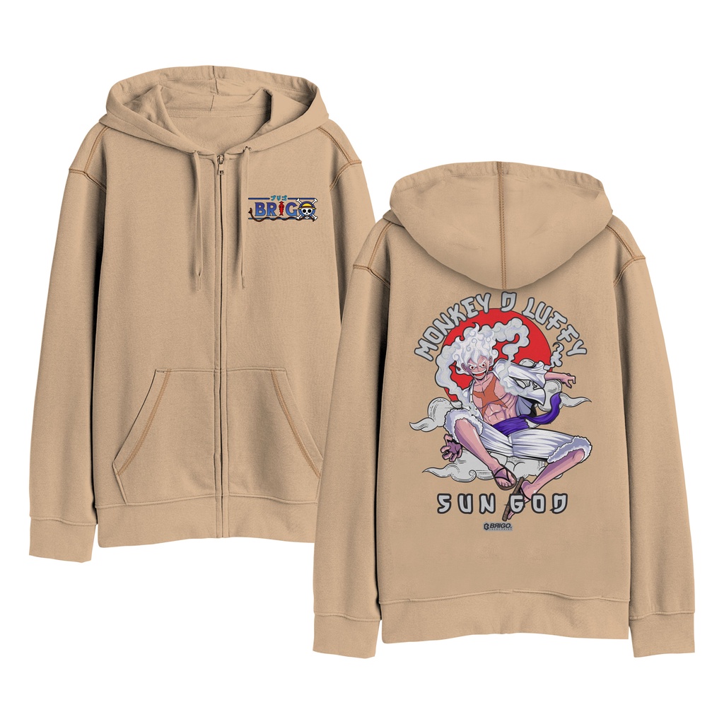 BRIGO Zipper Jumper Hoodie LUFFY GEAR 5 FIFTH II Sweater Hoodie Resleting BRIGO X ANIME Sablon DTF Fleece Cotton M-XXL (Pria &amp; Wanita) Free stiker&amp;Gantungan Kunci