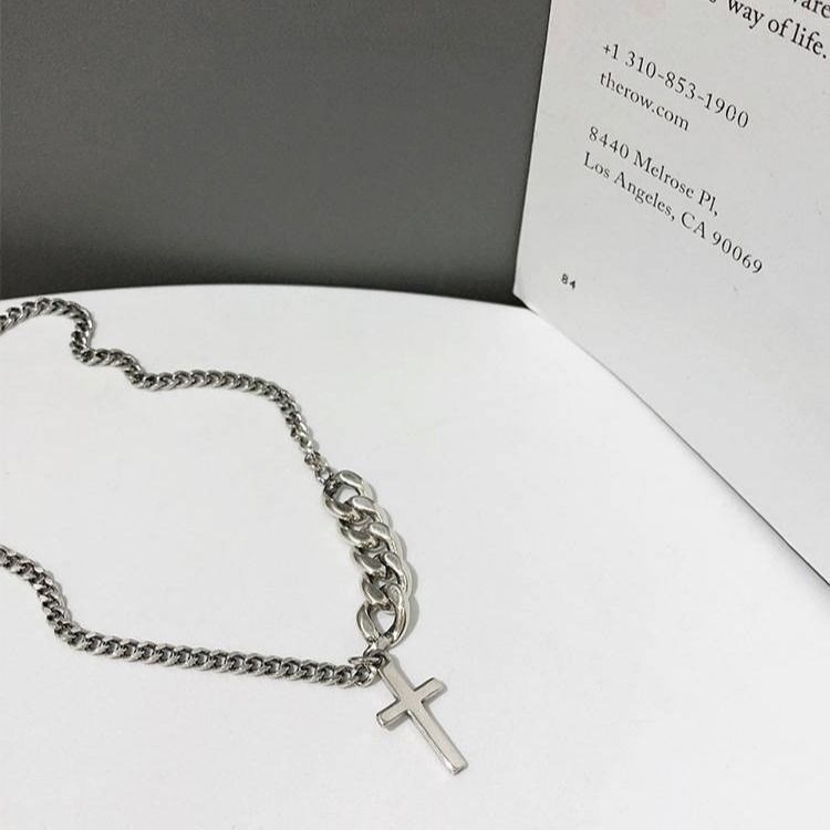 Silver Color Necklaces for Women Vintage Choker Short Cross Necklace All-match Statement Party Jewelry Sweet Heart Jewelry