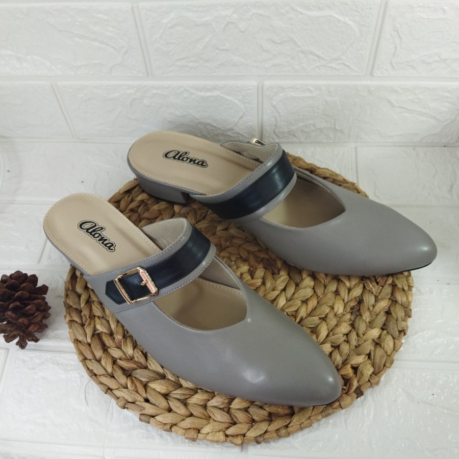 sepatu bustong wanita big size heels grey zagib sendal sandal cewek ukuran besar jumbo