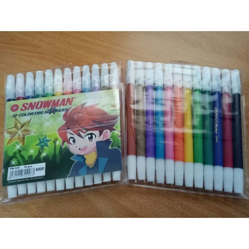 

Spidol Kecil Snowman Marker 12 Warna - sign pen ( Perset )
