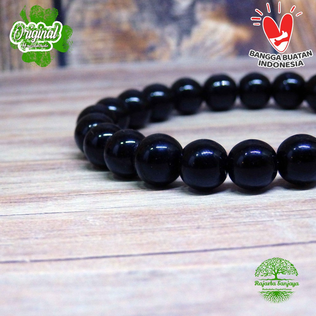 Gelang Batu Natural Black Onyx 8Mm