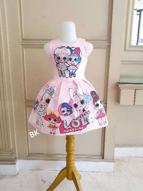 DRESS LOL LED NYALA LAMPU ANAK IMPORT PINK LUCU / GAUN PESTA ULANG TAHUN ANAK