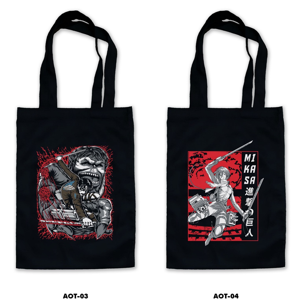 TOTE BAG HITAM - ATTACK ON TITAN /ANIME /MANGA