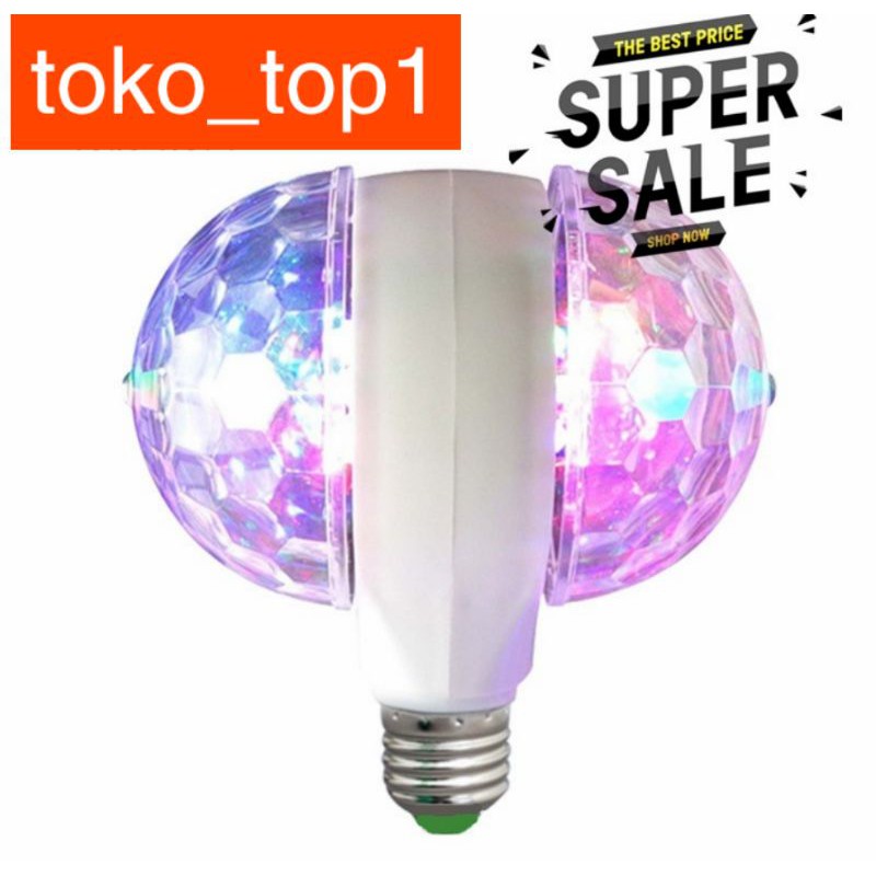 LAMPU DISCO 2SISI E27 WARNA WARNI RGB 6W FULL TERANG