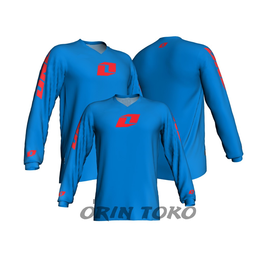 Jersey  Sepeda & Trail ONE Biru List Merah