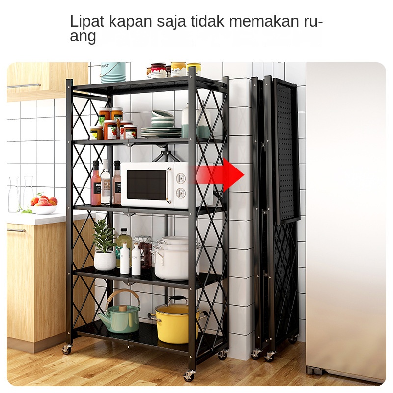 POTE Tanaman Rak/Rak Dapur Balkon Multi-Fungsi Tanpa Instalasi Rak/Penyimpanan Ruang Tamu Rak Stainless Serbaguna