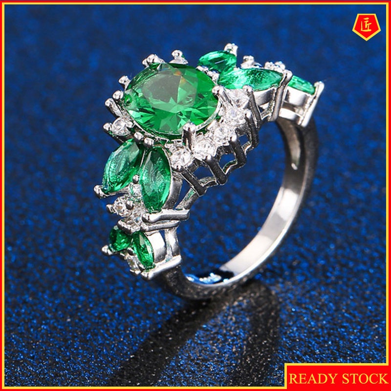 [Ready Stock]Creative Emerald Ring Female Temperament Personality