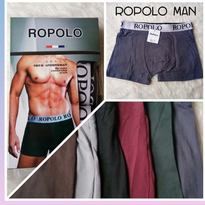 3 Pcs Celana Dalam Segi Empat Ropolo - Boxer Pria Dewasa - Mix Warna