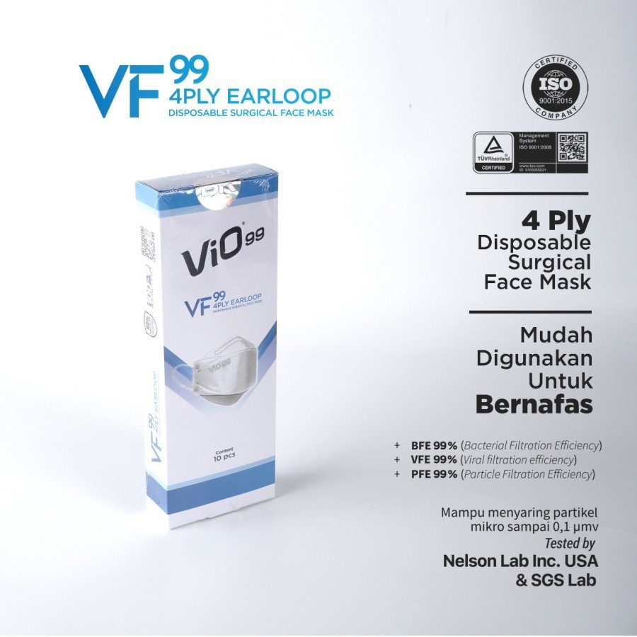 VIO MASKER VF99 4PLY EARLOOP VIVID BLACK 25+5S/MASKER MEDIS