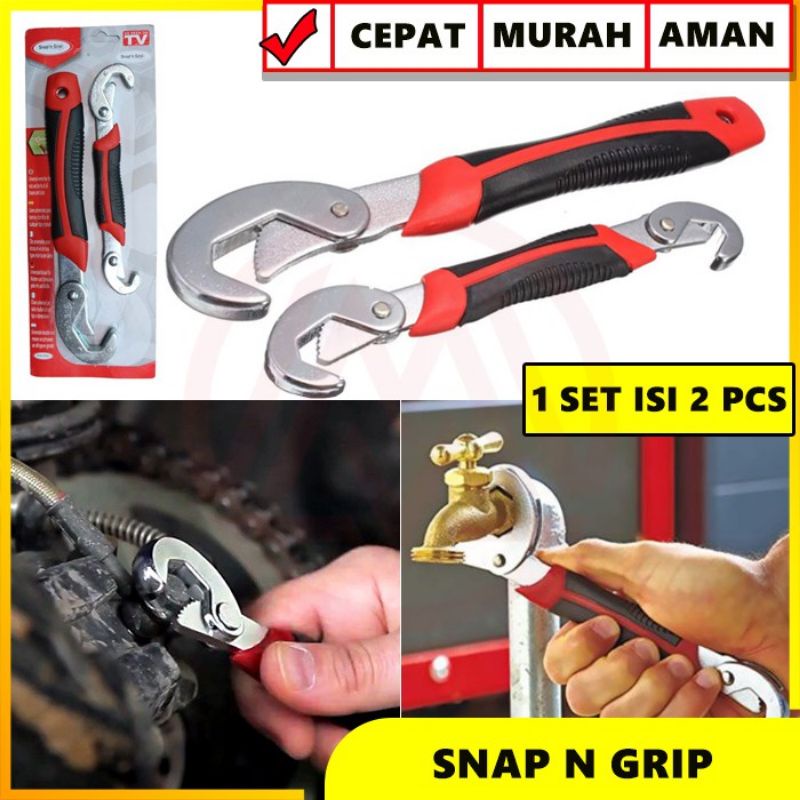 Snap N Grip Set 2 PCS Kunci Inggris Serbaguna Universal Magic Wrench