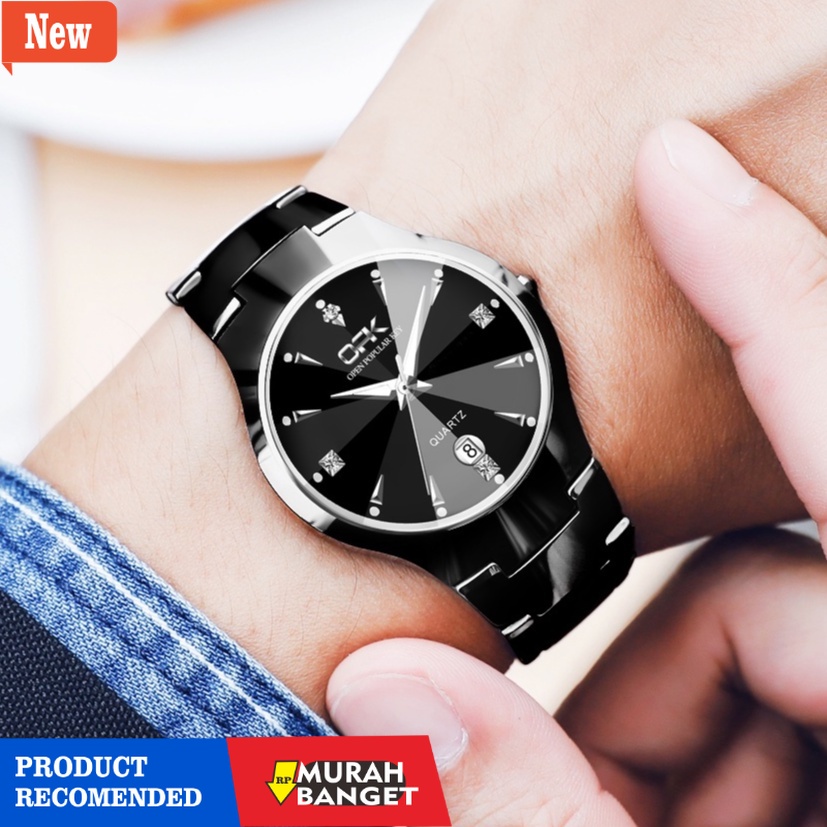 Jam pria analog terbaik- OPK Jam Tangan Pria Original Cowok Analog Anti Air Bisnis Kuarsa Jam Tahan 