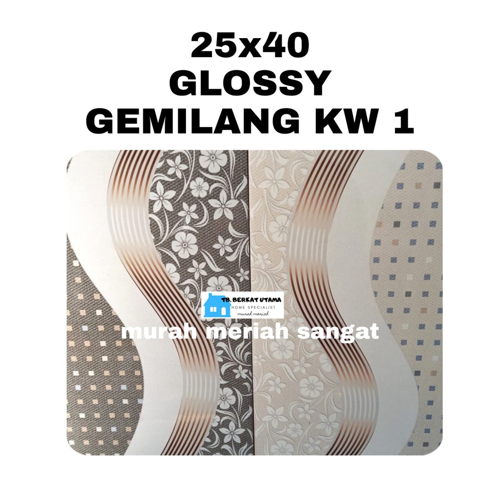 KERAMIK DINDING 25X40 MOTIF SALUR BUNGA HITAM CREAM COKELAT KW 1