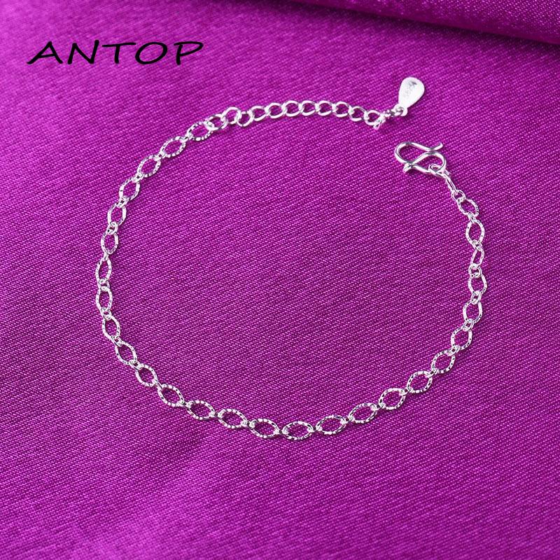 Gelang Rantai Bahan 925 Silver Bentuk Hati Untuk Wanita