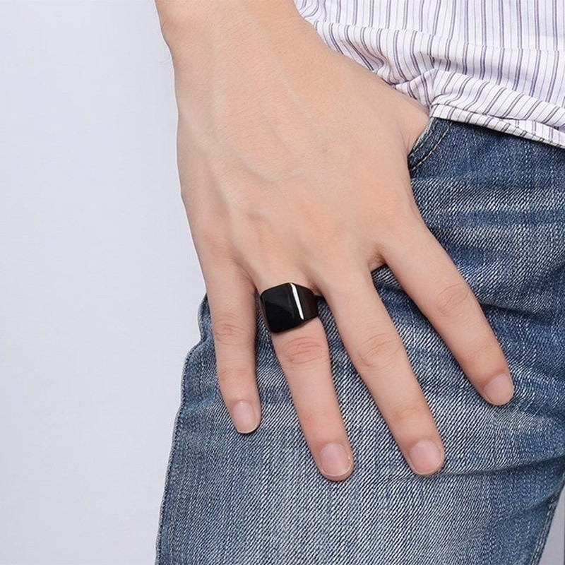 SEUSUK  Men's fashion smooth metal ring simple style single ring cincin COD