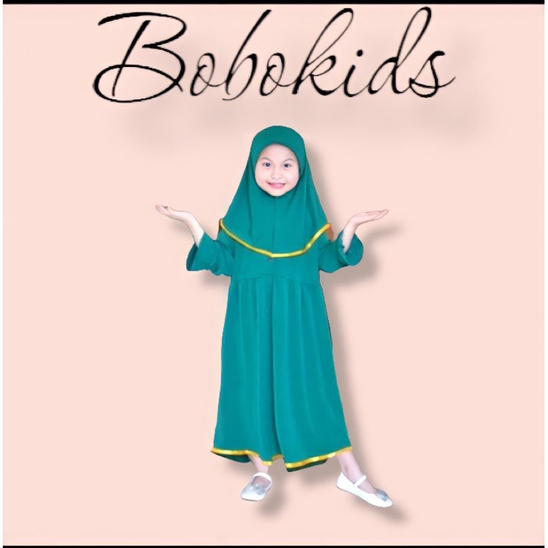 (2 - 7Tahun) Setelan Set Gamis Hijab Anak Perempuan Cewek Bobokids Jersey Korea Premium Usia 2 3 4 5 6 Tahun