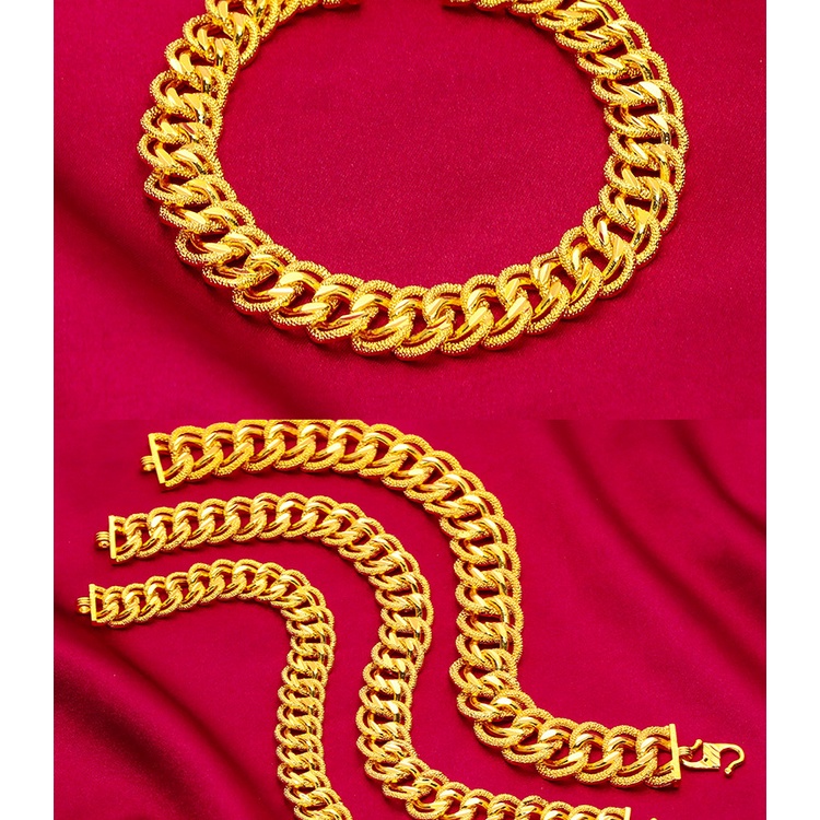 Gelang Rantai Model Twist Lapis Emas Asli Kadar 375 Ukuran 15mm Gaya Klasik Untuk Pria