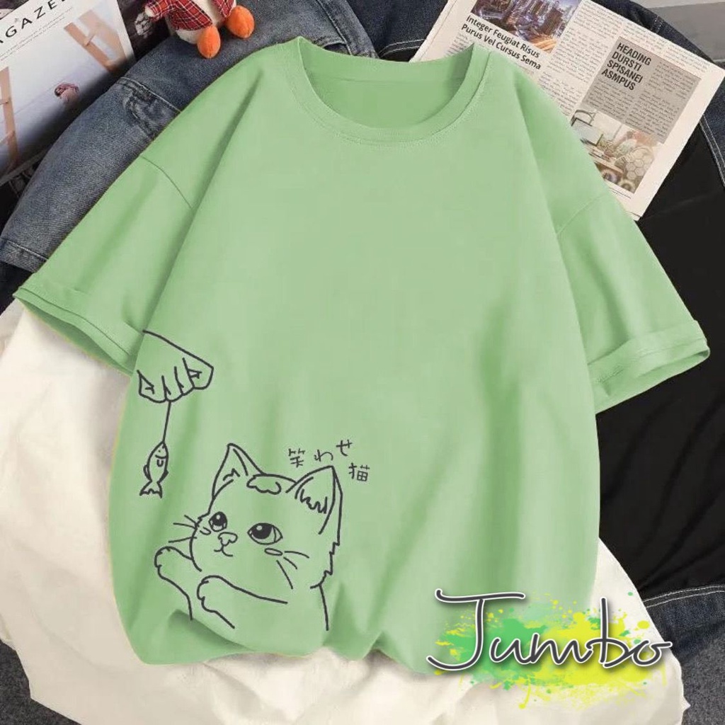 Damai fashion jakarta - ASLI JUMBO baju atasan KAOS JUMBO - big size FISH MEOW - konveksimurah