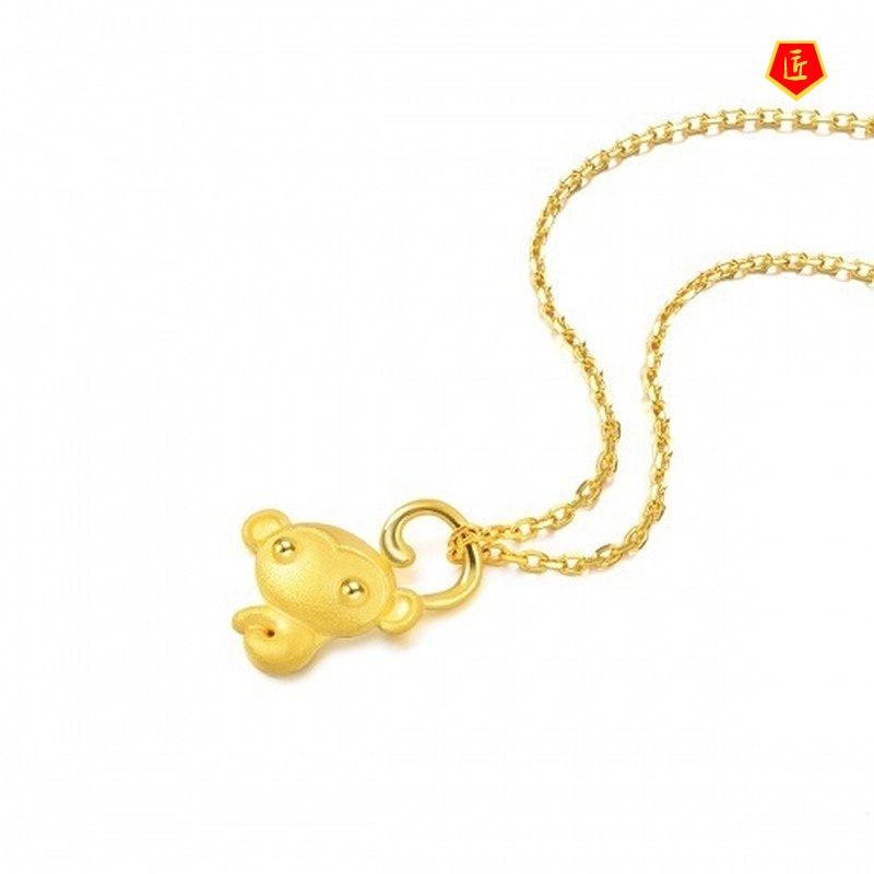 [Ready Stock]Big Eye Monkey Gold Necklace Cute and Graceful