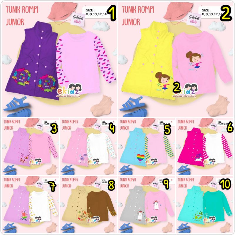 SALE.. Ekidz Tunik Rompi Jr 6-14. Atasan Tunik Anak Cewe
