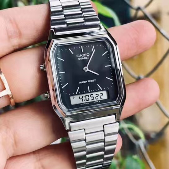 Jam Tangan Wanita Vintage Casio AQ230 Tahan Air Double Time