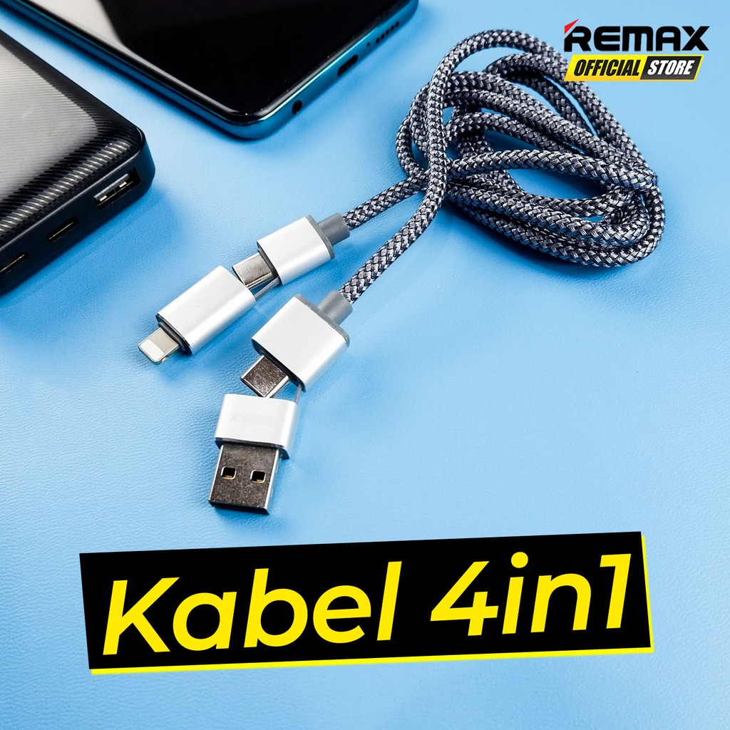 Remax Aurora Series  4in1 Data Cable iPhone + Type-C  RC-020T Original Garansi Kabel Data Murah