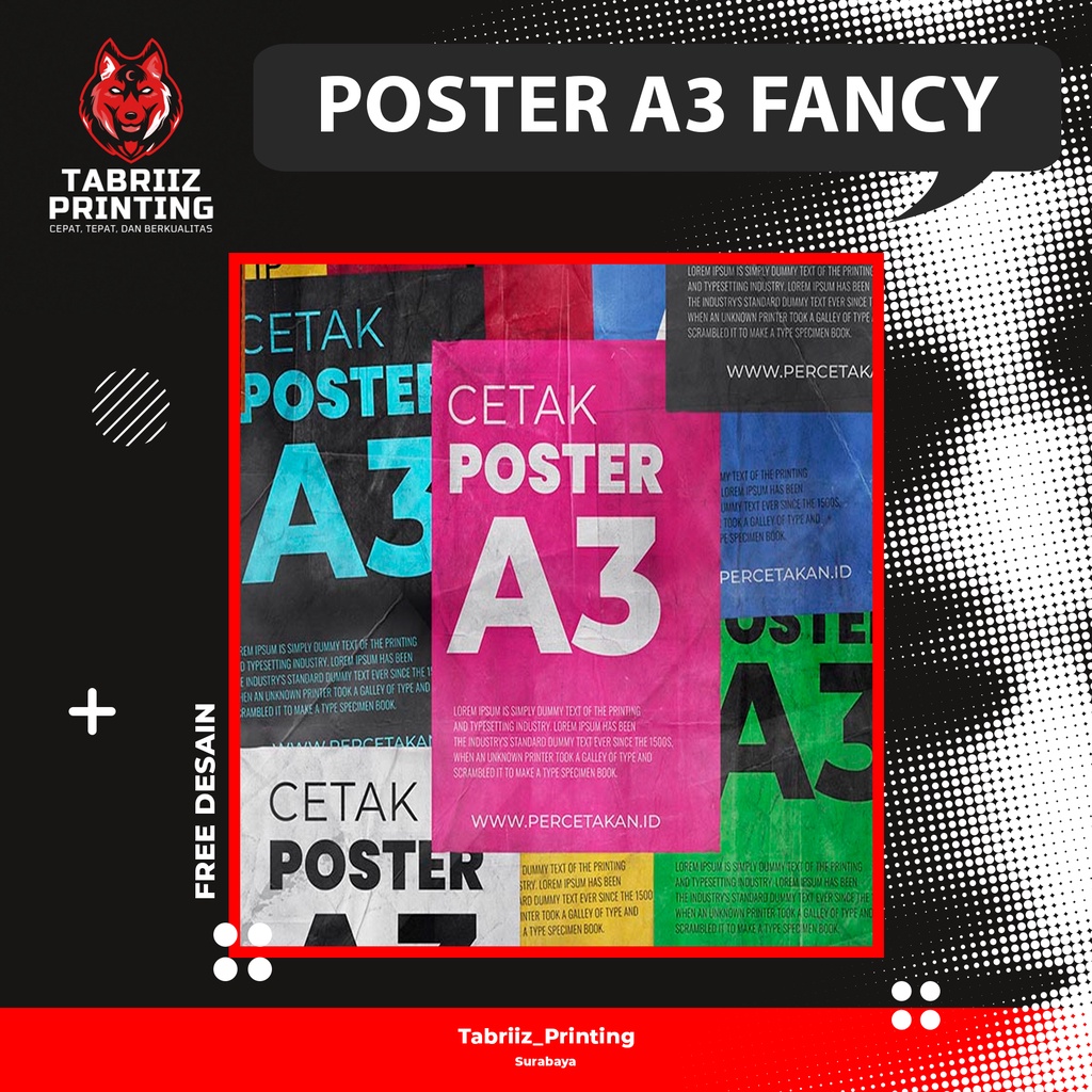 

[TABRIIZ PRINTING] Poster Kertas Fancy A3 / Poster Satuan/ Poster BC Tik Bluswhite Jasmin Concort Linen / Poster Makanan