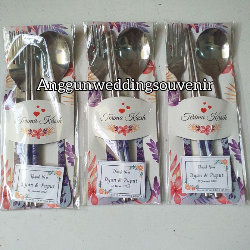 souvenir sendok set Sakura kemas plastik