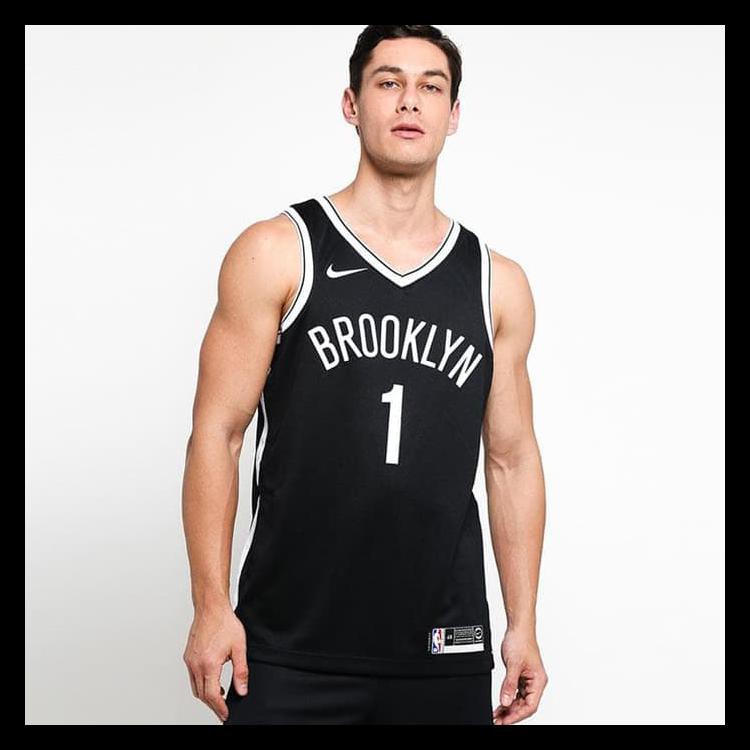 100% TERMURAH JERSEY BROOKLYN NETS D'ANGELO RUSELL SWINGMAN ORIGINAL - HITAM, S 100% TERMURAH