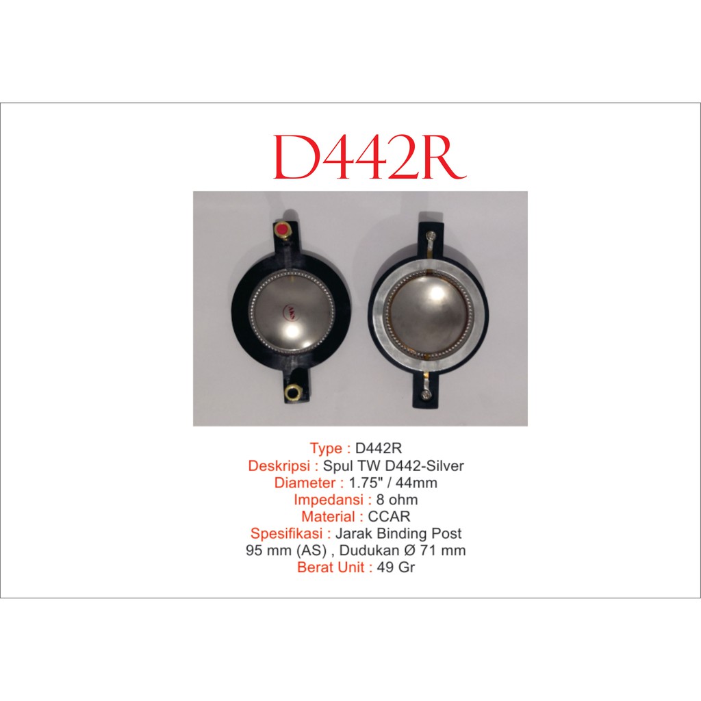 STX - SPUL TW : VOICE COIL, DIAPHGRAM, SPUL TWEETER 1.75" 442R