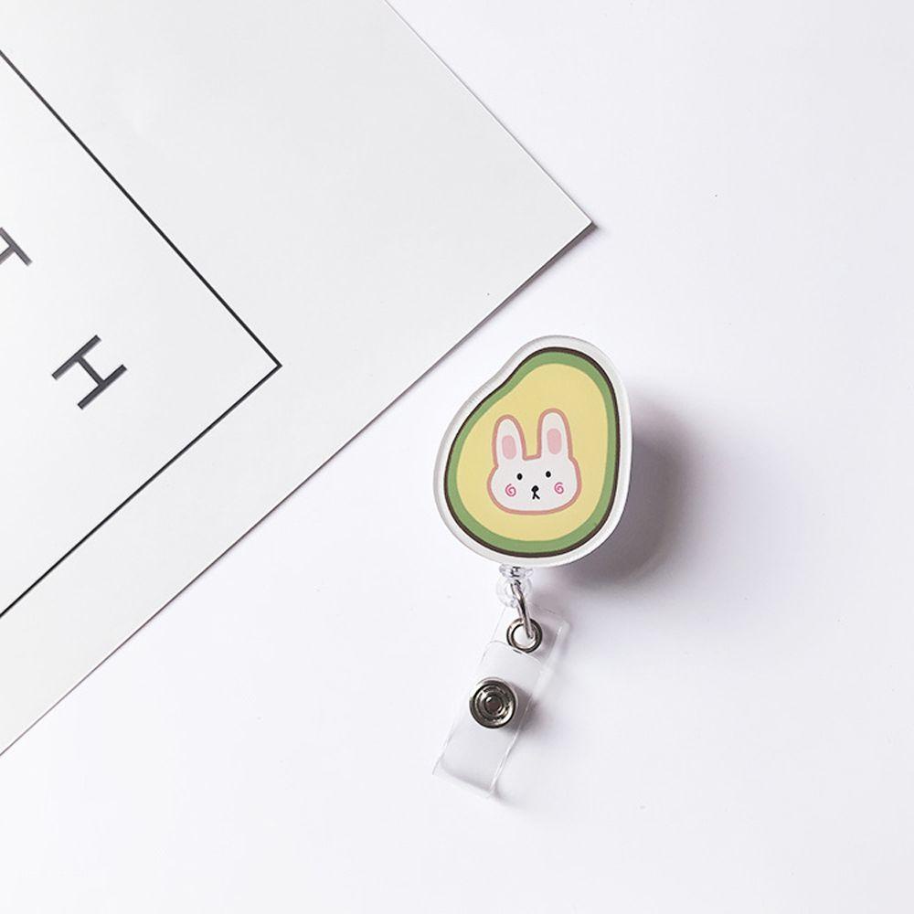 Lanfy Retractable Badge Reel Candy Color Kartun Reel Klip Perawat Dokter Alpukat Siswa Kartu Nama Pemegang