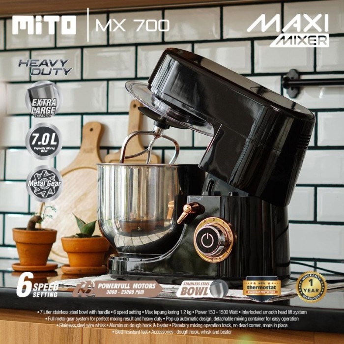MITO MITOCHIBA STAND MIXER MX700 MX 700 MANGKOK STAINLESS BOWL MIXER 7L   Mito Stand Mixer MX700