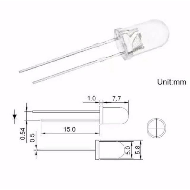 100pcs Lampu LED Clear 5mm 2 Warna Merah Biru