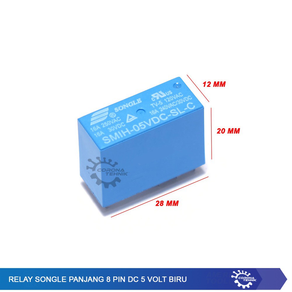 Relay Songle Panjang 8 Pin DC Biru