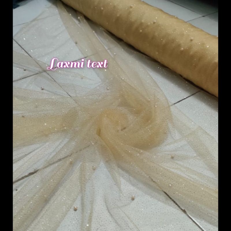 Kain tile mutiara gliter non gliter/bahan tille mutiara/ cocok untuk dress gaun seragaman dll TERMURAH